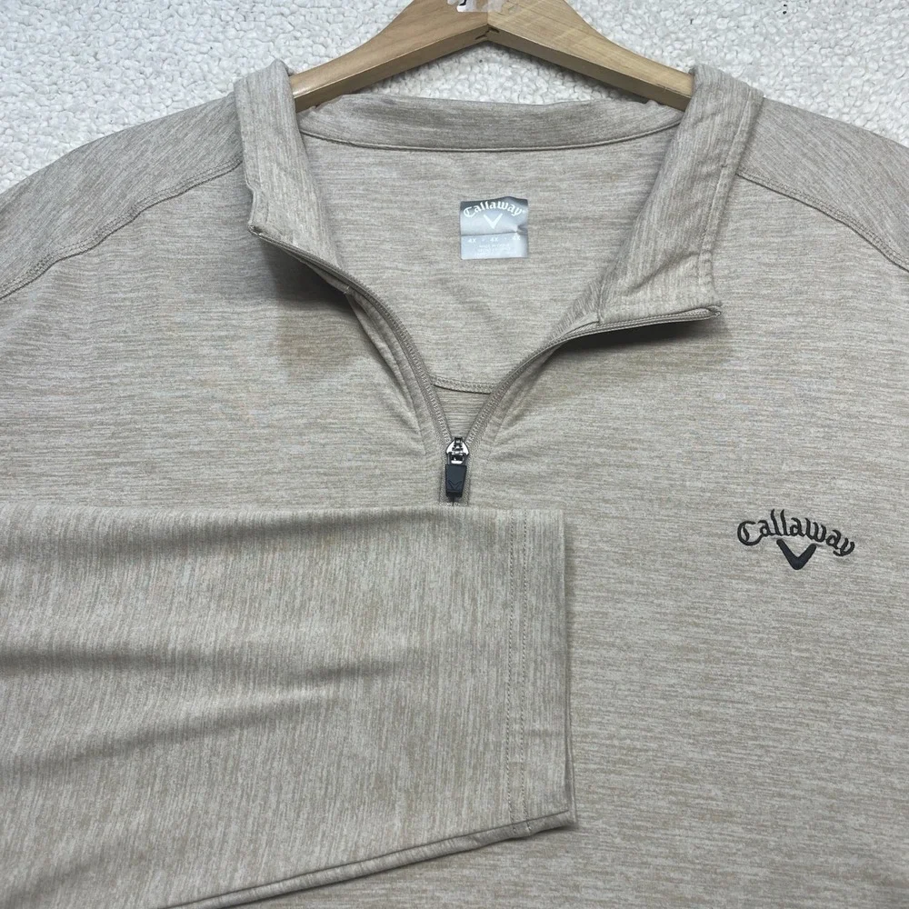 Callaway Quarter Zip Mens 4X Tan Heather‎ Pullover Golf Long Sleeve Logo 1026